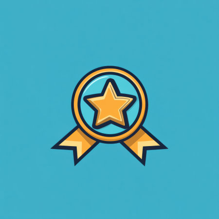 Award ribbon logo features a star at the center with clean lines, emphasizing a festive yet professional design ideal for achievements and honorsの素材