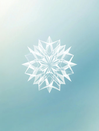 A centered geometric snowflake logo features a clean design on a soft gradient, perfect for a modern winter look.の素材