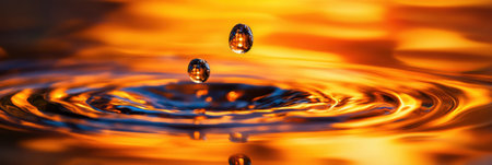 Brightly glowing gasoline droplets suspended in mid-air, showing vivid neon colors and intricate details through macro and high-speed techniques.の素材