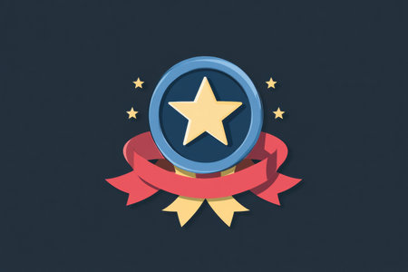 This logo showcases an award ribbon with a star in the center, featuring a clean and modern style. Perfect for celebrating achievements and recognition events.の素材