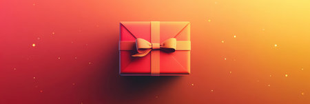 Stylish gift box featuring a ribbon and soft shadowing set against a vibrant holiday background radiating joy and charm, perfect for festive occasions.の素材