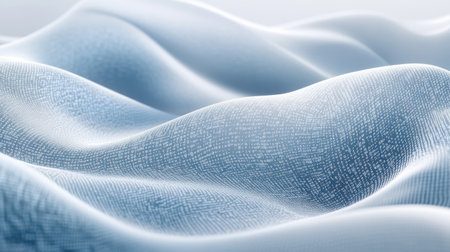 Binary code flows gracefully in soft blue and white tones, forming a futuristic backdrop that inspires innovation and tech advancement.の素材