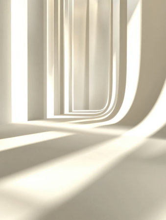 Sophisticated design featuring soft 3D shadows on a smooth white surface, reflecting elegance and minimalism in a captivating abstract composition.の素材