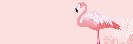 A graceful flamingo balances on one leg with its head tucked down, showcasing stunning pink and white feathers against a tranquil backdrop.の素材