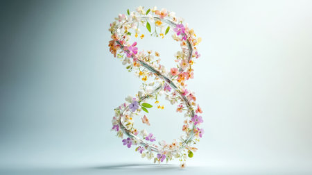 A double helix structure created from colorful blooms and lush leaves showcases the concept of organic evolution and the interconnectedness of life on Earth.の素材