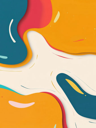 Stylized label stickers with rounded abstract shapes feature empty text spaces against a vivid background, perfect for creative projects or branding purposes.の素材