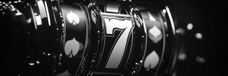 art showcases a depicting detailedion of a slot machine featuring the lucky number 7, highlighting the excitement and allure of gaming.の素材