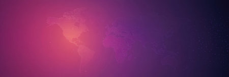 The artwork features a smooth gradient background showing subtle outlines of continents in calming purple and pink shades, symbolizing global unity.の素材