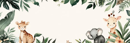 Soft watercolor jungle animalsの素材