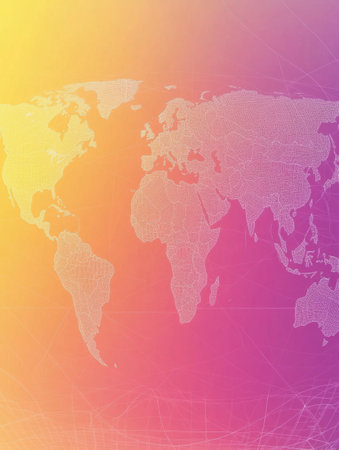 Subtle global concept design shows a smooth gradient background enhanced with faint continent outlines, serving as a versatile backdrop for various projects.の素材