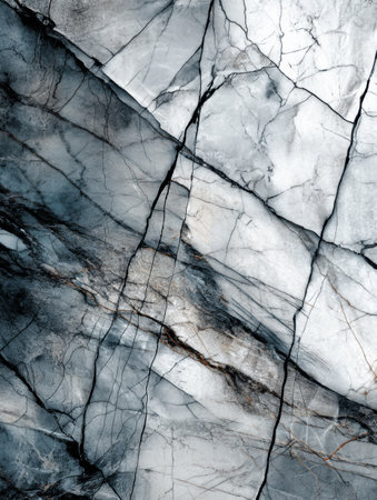 Marble surface features intricate vein patterns and smooth reflections, capturing the elegance of natural stone architecture and design elements.の素材
