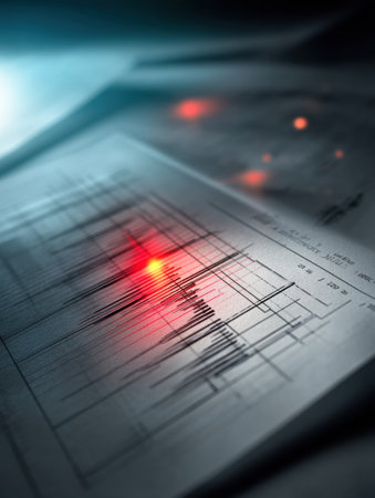 A glowing medical report displays a detailed graph illustrating antibiotic failure rates, highlighting critical patient treatment data and trends.の素材