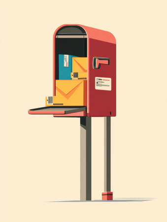 A mailbox filled with colorful packages and envelopes showcases the joy of receiving deliveries year-round.の素材