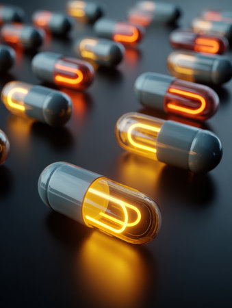 Pills are creatively transformed into a radiant health icon, symbolizing the journey of wellness. This captivating concept emphasizes vitality and health.の素材