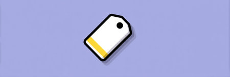 A simple and clean product tag icon stands out against a flat background, highlighting its potential use in various branding and design projects.の素材