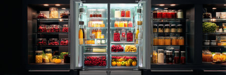 Innovative refrigerator organizes fresh ingredients and automatically orders groceries, streamlining meal prep and ensuring pantry is always stocked.の素材