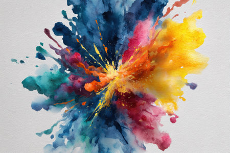 Vivid colors blend together in a dynamic explosion, resembling an abstract floral design that inspires creativity and artistic expression.の素材