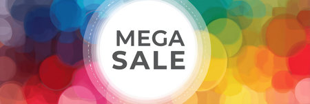 Colorful gradient circle featuring a striking mega sale announcement, designed to attract attention and convey urgency for a limited time offer.の素材