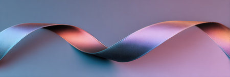 A sleek ribbon flows across a gradient wall, blending soft colors in a serene design ideal for celebration.の素材