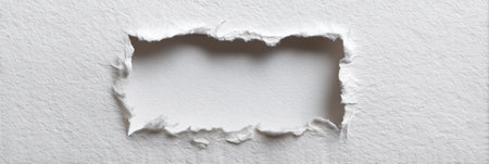 White paper with torn edges forms a square cutout, emphasizing a blank area perfect for adding text or a creative message at the center.の素材