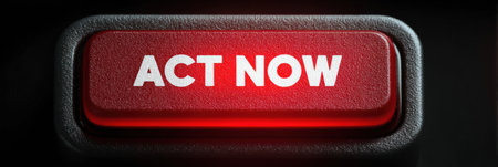 A bold red button with the text ACT NOW is highlighted by a center glow, inviting users to engage and take action in a clear and compelling manner.の素材