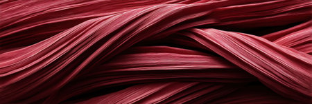 Dynamic red-toned muscle fiber pattern features flowing lines and textures, presenting visual interest through depth and movement in an abstract representation.の素材