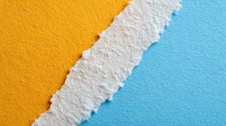 Tear Line Creates Contrast Between Vibrant Orange and Clean Blue Zones in a Minimalist Design Settingの素材