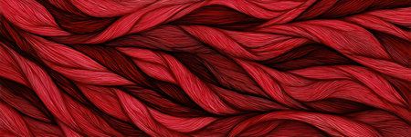 A vibrant display of intertwined muscle fibers in shades of red, creating a dynamic pattern on a clean upper surface.の素材