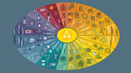 Visual representation explains various symptoms of poisoning while indicating safe zones and risk areas for better awareness and prompt action.の素材