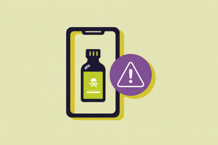A poison helpline number is shown next to a phone displaying an alert icon, emphasizing the need for immediate assistance in case of poison exposure.の素材