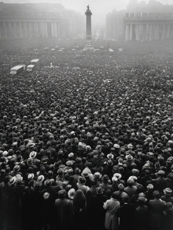 A large crowd fills St Peters Square as pilgrims gather for a meaningful event during the early morning, creating an atmosphere of devotion and unity.の素材