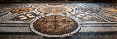 The Vatican basilica floor showcases stunning mosaic icons with intricate designs, reflecting centuries of artistic heritage and craftsmanship.の素材