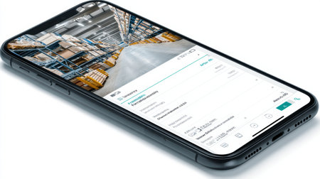 Mobile application shows detailed frozen inventory management with a warehouse environment, focusing on stock levels and management options for users.の素材