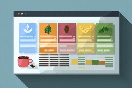 Caffeine label decoding chart features a soft, flat design with sections for various sources, accompanied by icons and informative text about caffeine contentの素材