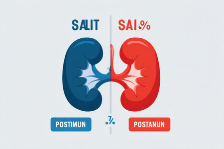 This infographic illustrates the relationship between salt and potassium balance in the kidneys, highlighting their impacts on health and overall balance.の素材