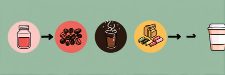 Infographic illustrates the advantages of cutting down on caffeine, emphasizing improved focus and reduced anxiety for daily activities.の素材