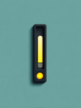 Delivery progress is indicated by a yellow status bar, gradually filling up against a soft turquoise background, with a light glowing on the right.の素材