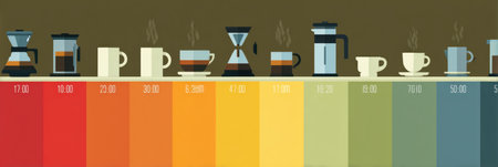 Chart detailing optimal times for consuming caffeine to enhance sleep quality and daily productivity, showcasing a colorful timeline from morning to evening.の素材