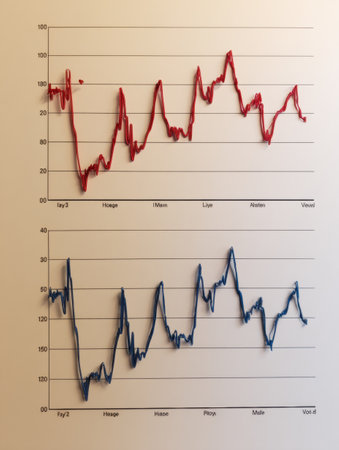 This study analyzes heart rate fluctuations of individuals consuming caffeine versus those who do not, tracking changes over time during different activities.の素材