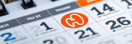 Calendar displaying kidney awareness month with the kidney symbol circled to emphasize the importance of kidney health education and initiatives for Marchの素材