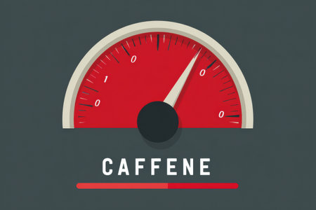 Caffeine meter from zero to overload, featuring an open left margin for flexible details or customization.の素材