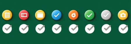 A digital checklist displays various safety icons, encouraging families to adopt essential online protection measures in a visually appealing format.の素材