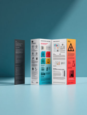 The flyer mockup offers vital poison prevention info using clear icons and a neat layout for educational outreach during prevention week.の素材