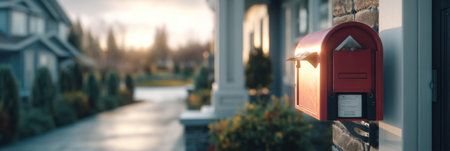 Live courier camera feed reveals delivery nearing the doorstep, capturing a bright afternoon with clear visibility in the residential area.の素材