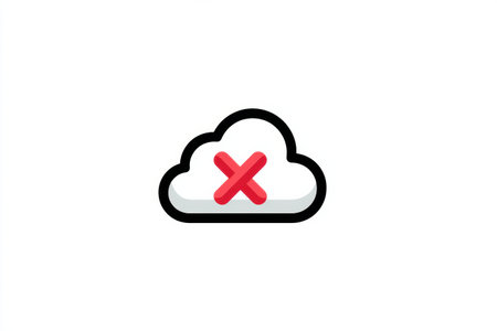 A crossed-out cloud download icon is depicted, indicating denied access to cloud storage. The design emphasizes a clear layout with a minimalist approach.の素材