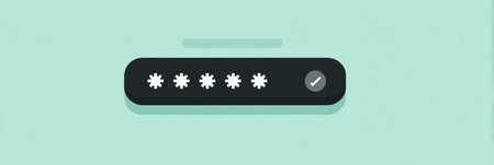 Visual of a broken password entry field representing digital security problems.の素材