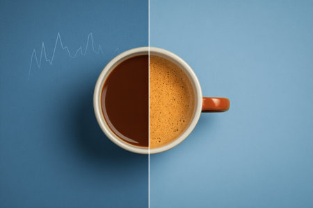 This chart illustrates the energy boost and subsequent crash experienced after drinking coffee, highlighting the relationship between intake and energy levels.の素材
