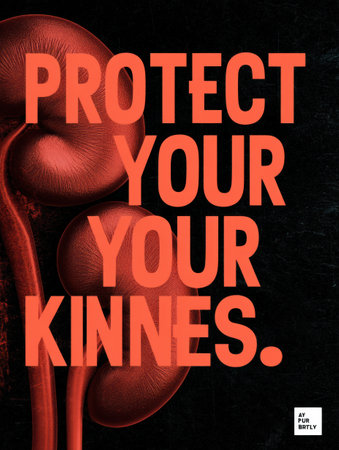 Bold typography highlights the importance of kidney health, featuring an eye-catching kidney backdrop that reinforces the message for health awareness.の素材