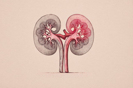 Beautifully designed minimalist line art illustrates a kidney shaped with heart-like veins, featuring a soft fade at the center to enhance aesthetic appeal.の素材