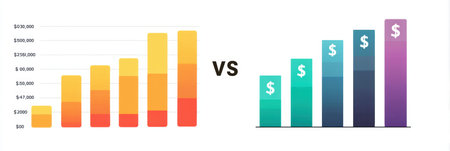 A detailed comparison of budget and actual expenses displayed with vivid bars in contrasting colors highlighting financial insights clearly and effectively.の素材